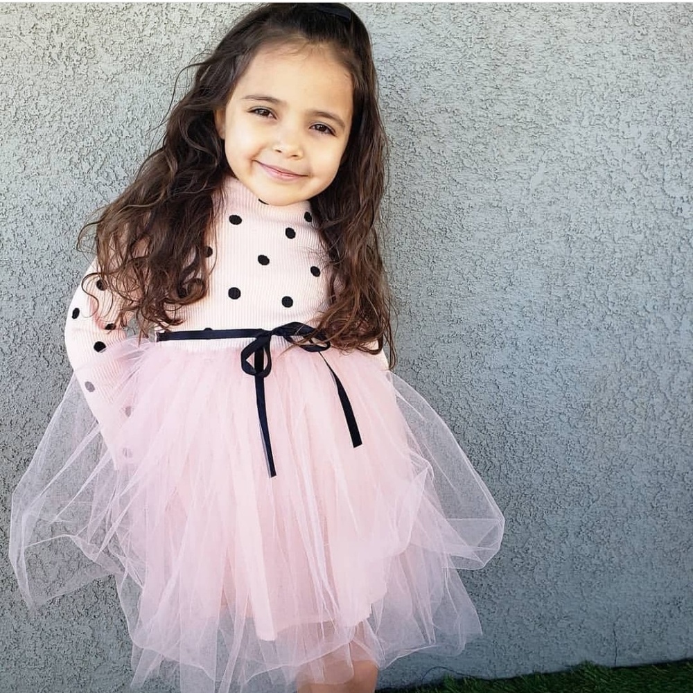 Pink polka dot tutu dress